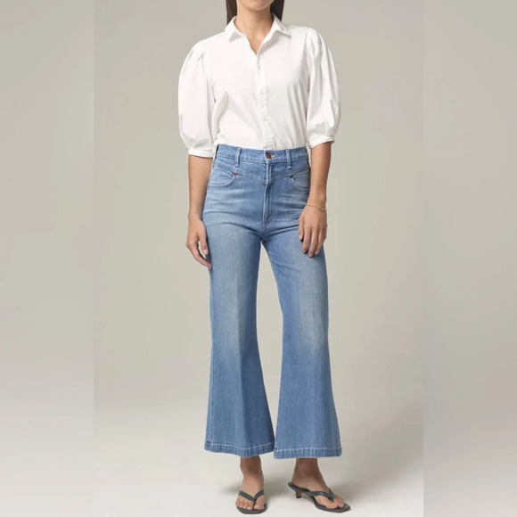 Citizens Of Humanity Cassie Front Yoke Bell Flare Jeans Light Indigo Vintage 23 - Picture 2 of 10